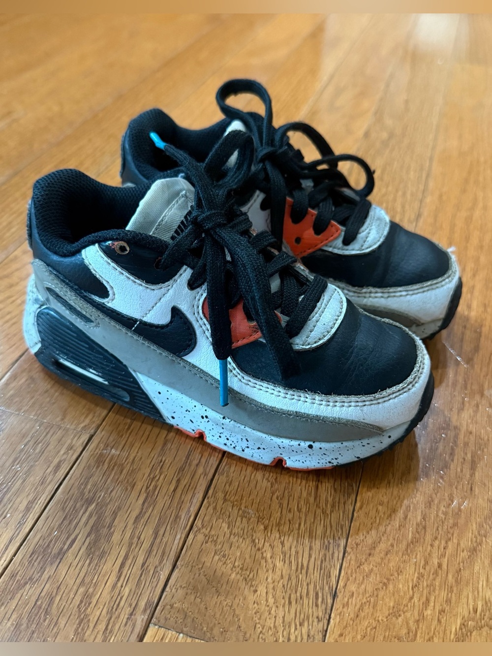Nike 10c Air Max 90 White Black Orange Boys Kids Toddlers Shoes CD6868-110 Retro